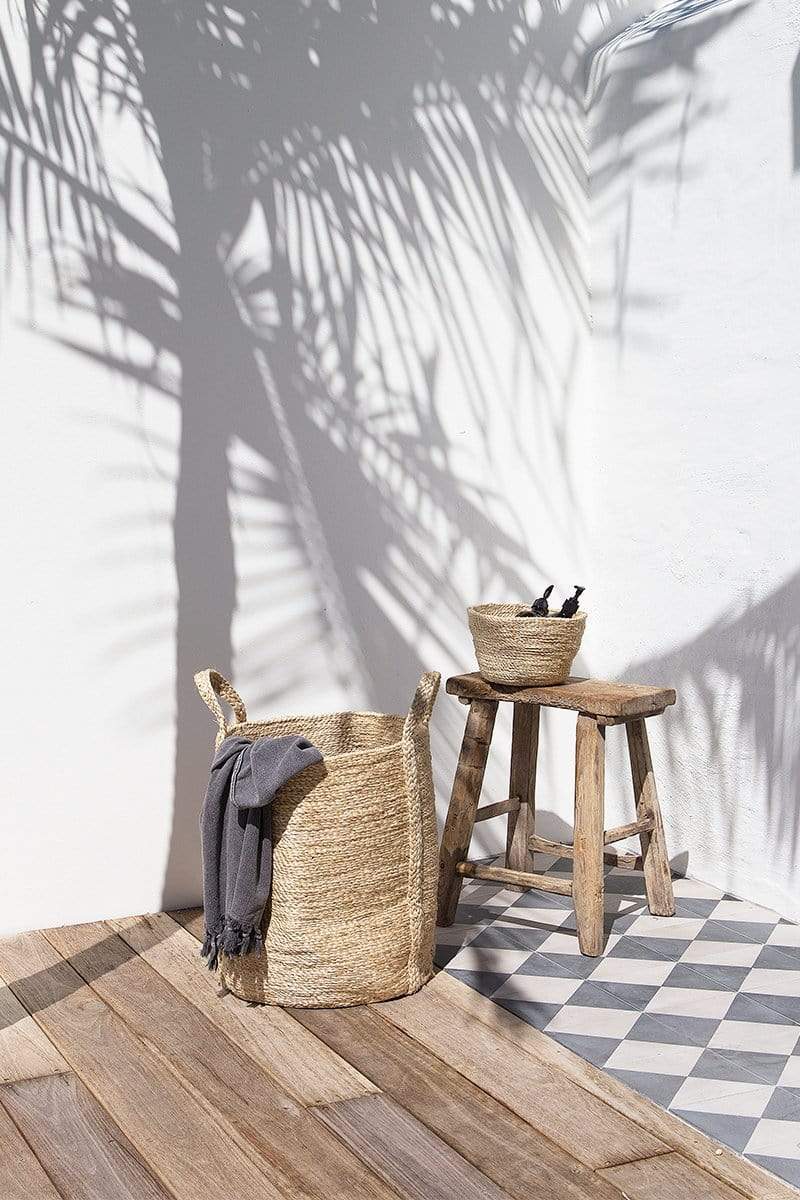 Natural Jute Laundry Basket with towel