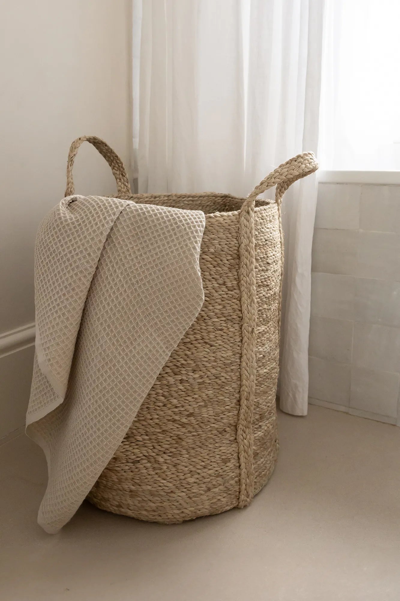 The Dharma Door Baskets and Storage Laundry Jute Basket - Natural Jute Laundry Basket - Natural