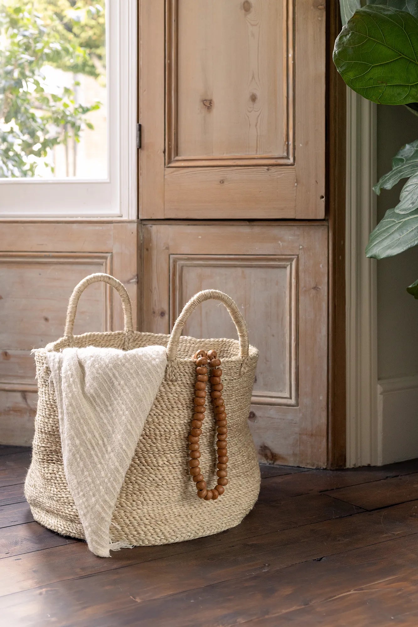 The Dharma Door Baskets and Storage Large Round Jute Basket - Natural Large Round Jute Basket - Natural