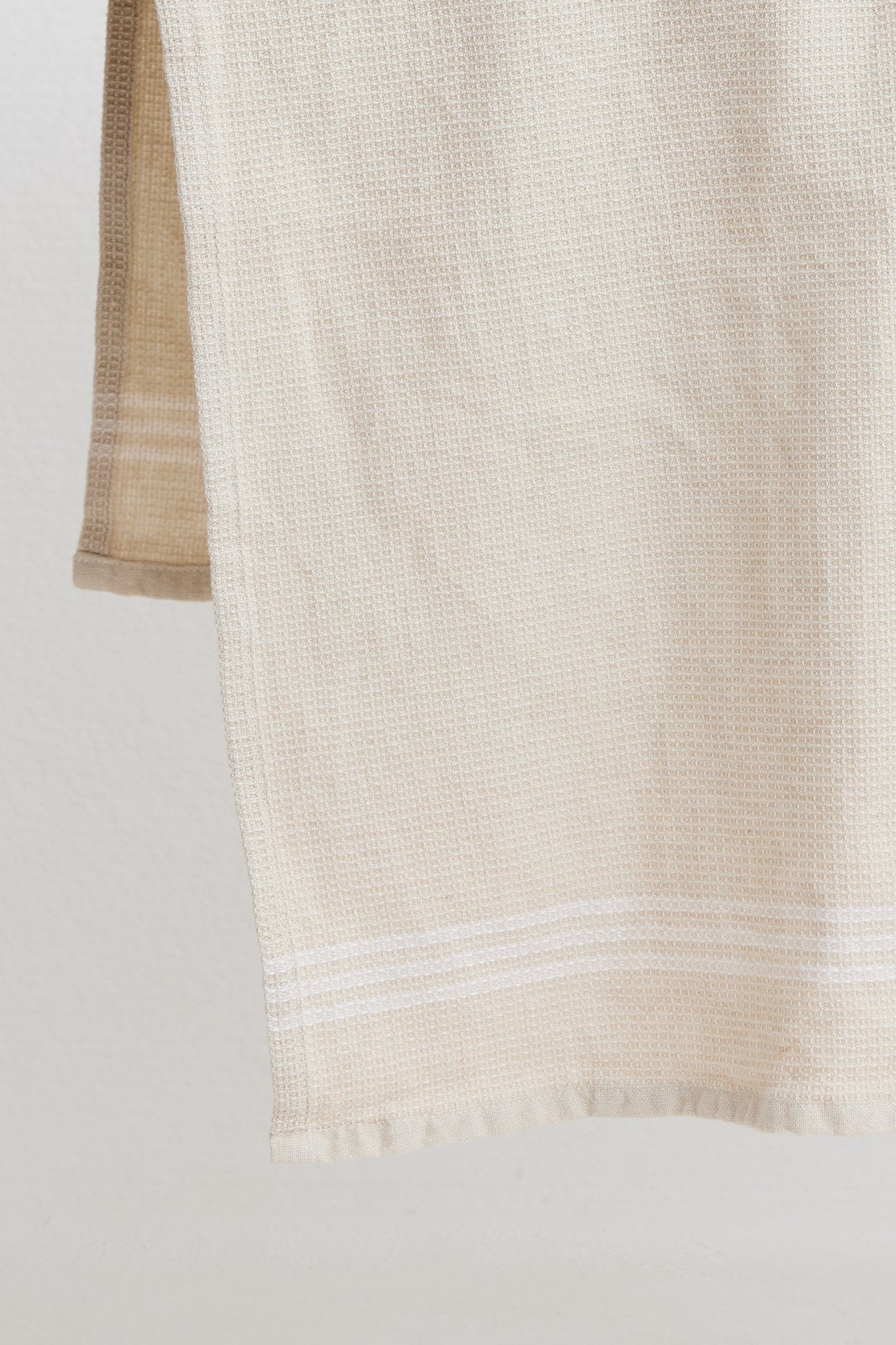 The Dharma Door Organic Cotton Tea Towels Handwoven Tea Towel - Oatmeal w/t White Stripes