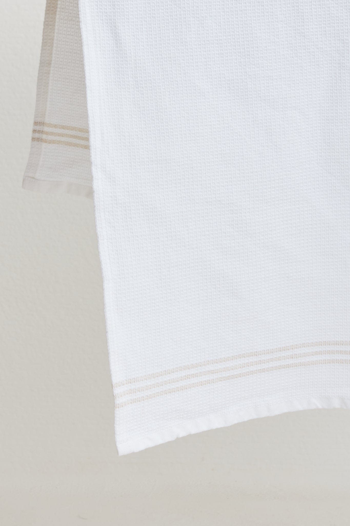 The Dharma Door Organic Cotton Tea Towels Handwoven Tea Towel -  White w/t Oatmeal Stripes