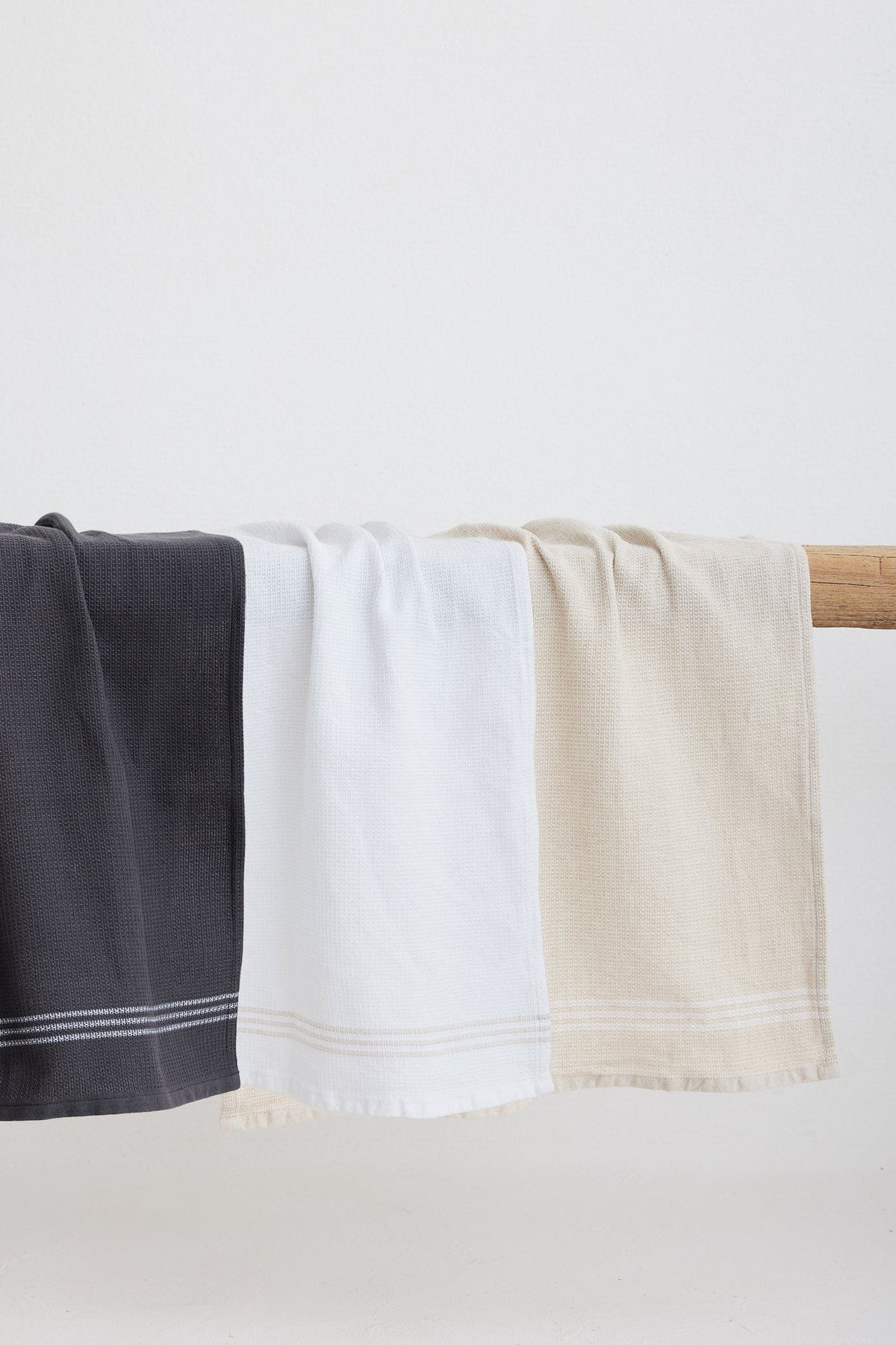 The Dharma Door Organic Cotton Tea Towels Handwoven Tea Towels - Set of 3 with Stripes