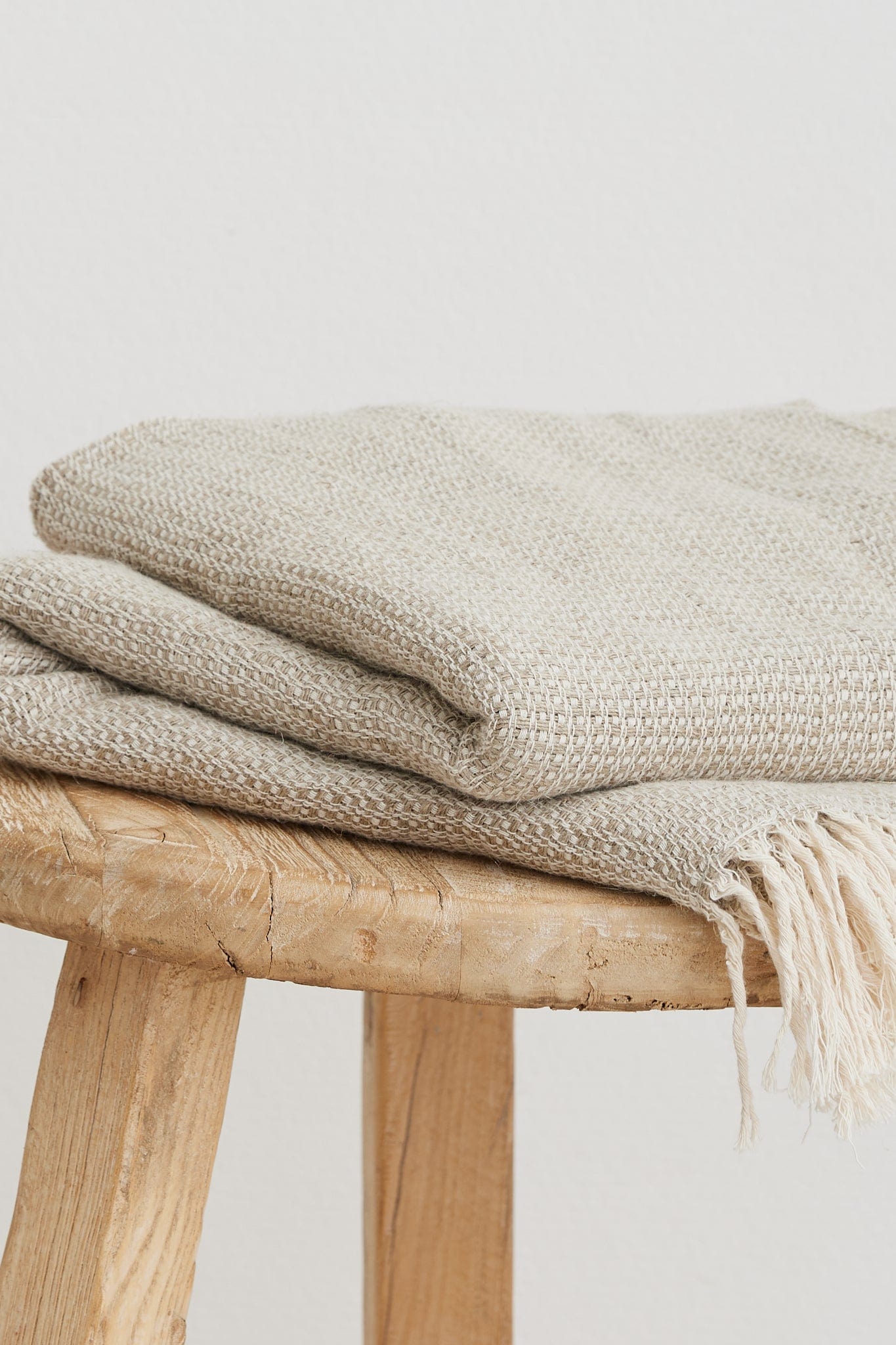 The Dharma Door Throw Uma Throw - Natural Linen & White Cotton