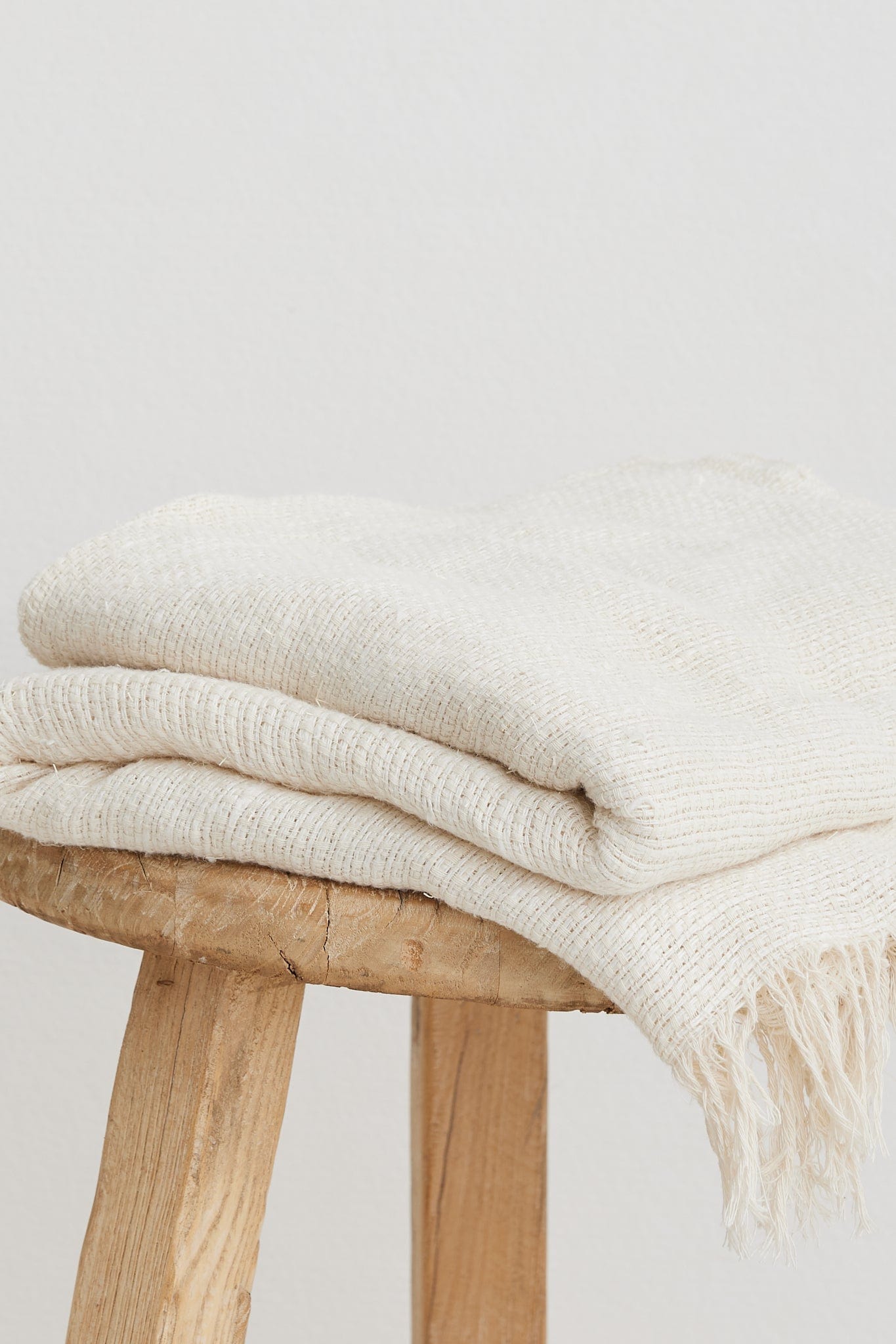 The Dharma Door Throw Uma Throw - White Linen & White Cotton