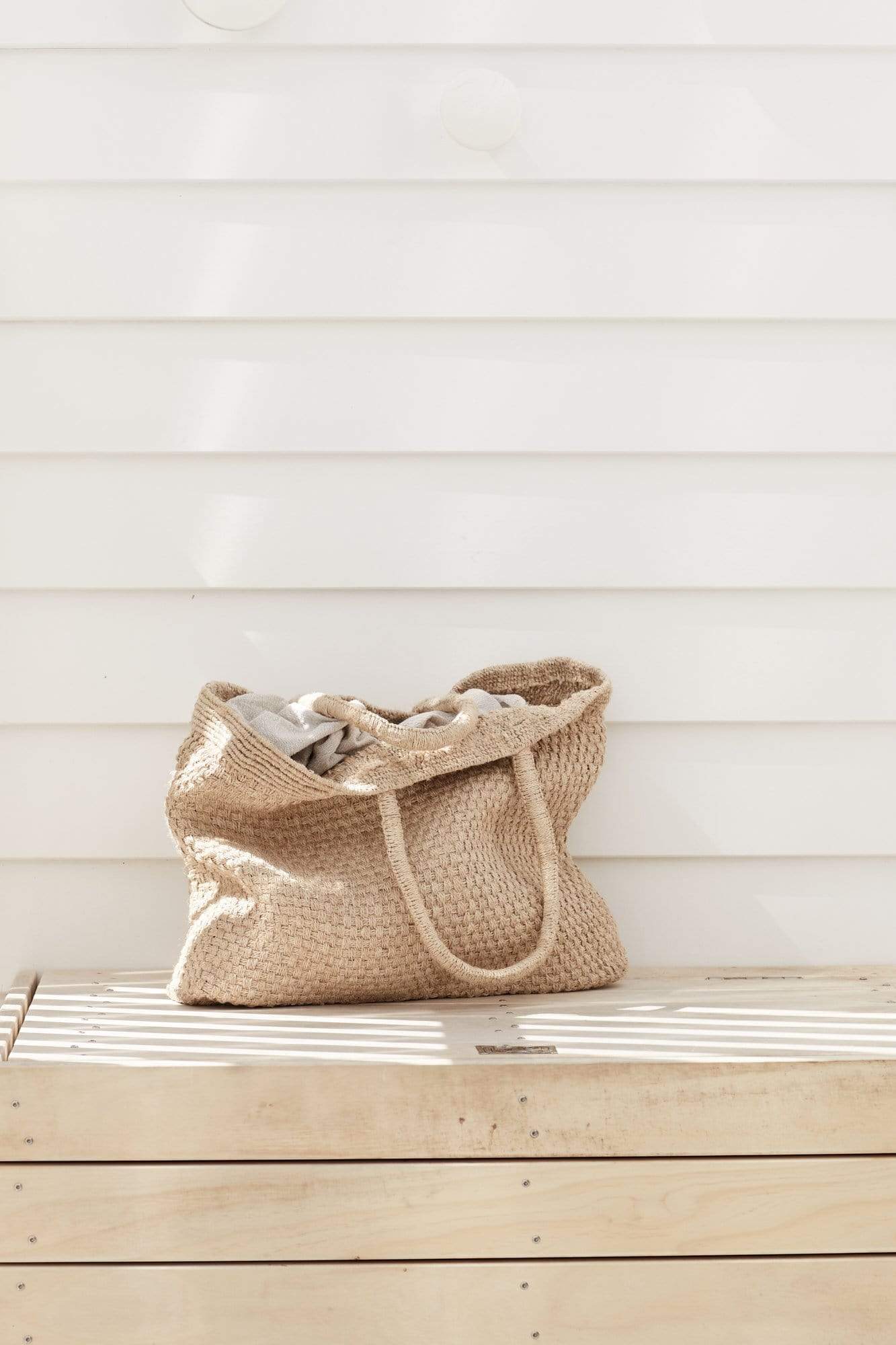 Natural Woven Jute Tote or Beach Bag