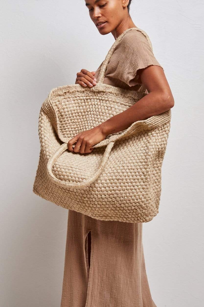 Natural Woven Jute Tote or Beach Bag