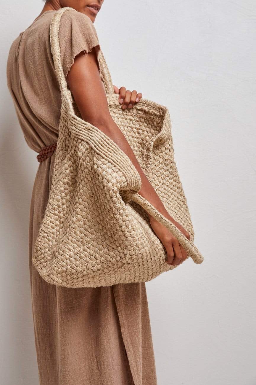 Natural Woven Jute Tote or Beach Bag