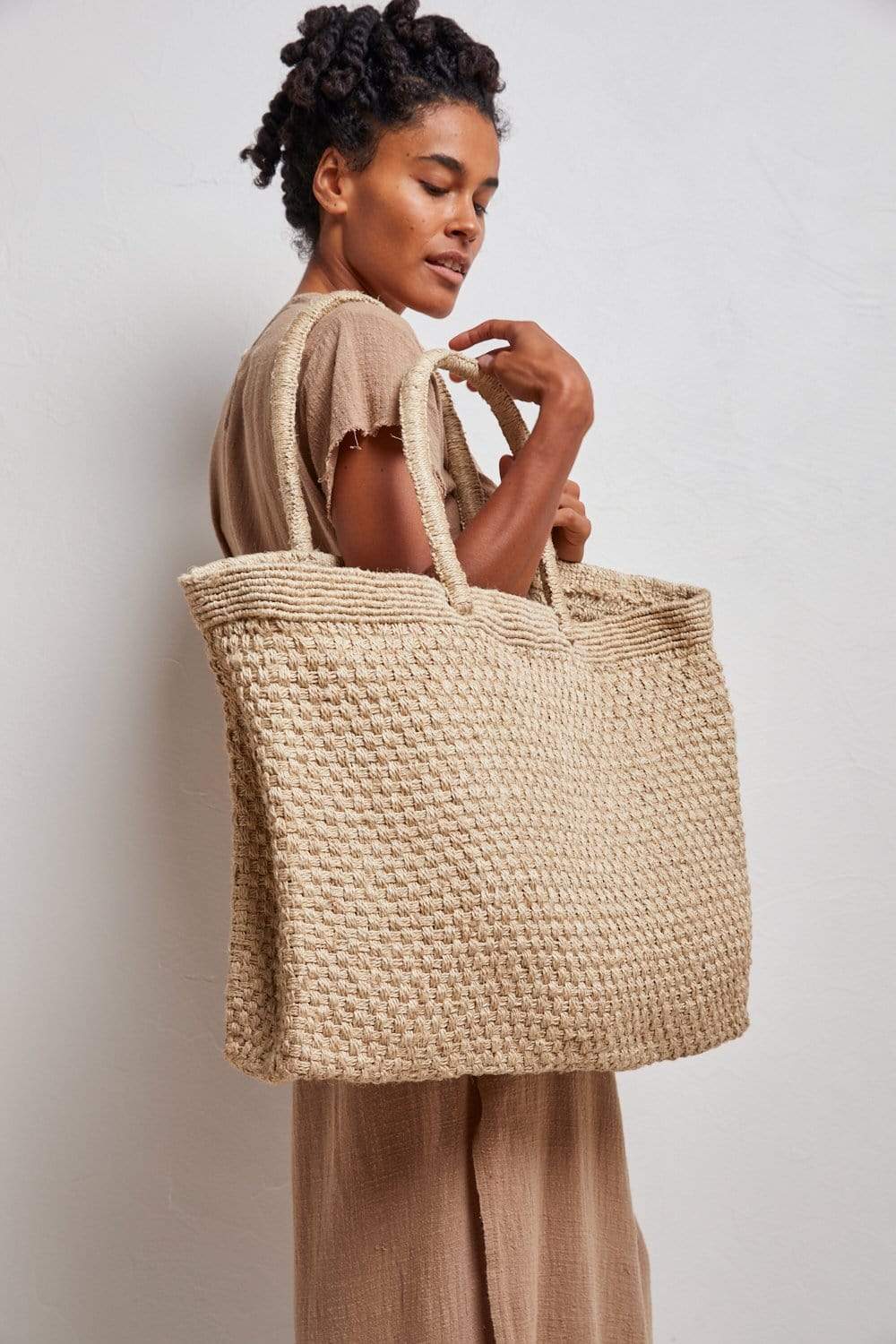 Natural Woven Jute Tote or Beach Bag