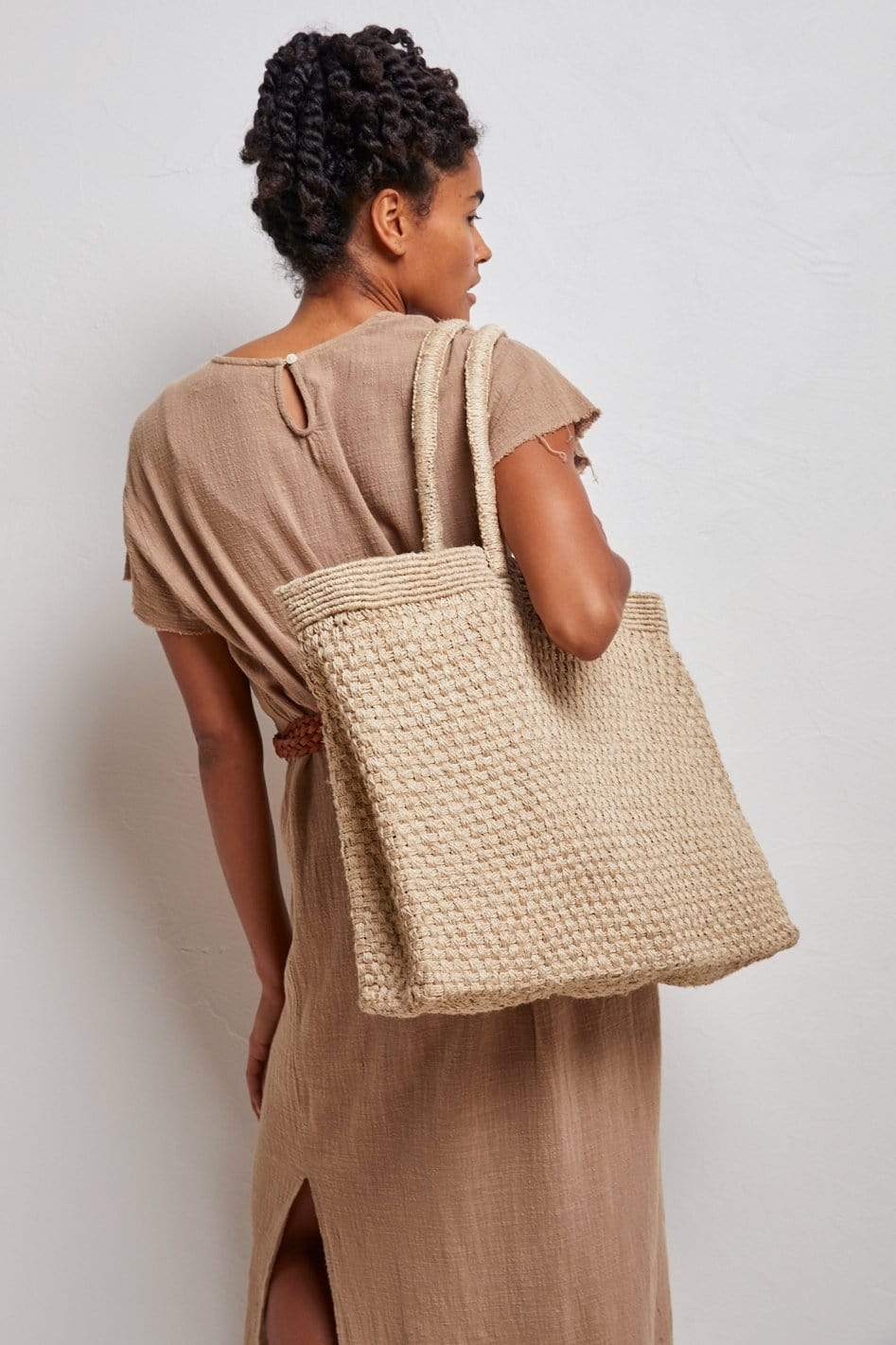 Natural Woven Jute Tote or Beach Bag