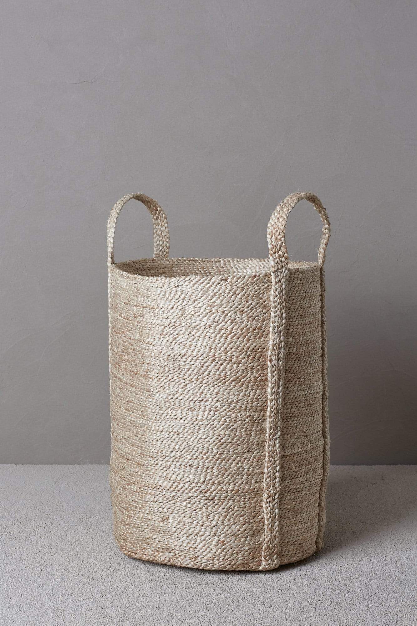 Natural Jute Tall Laundry Basket 