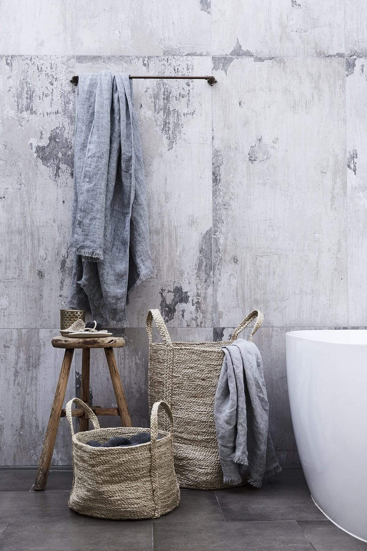 Natural Jute Laundry Basket & Short Round Basket