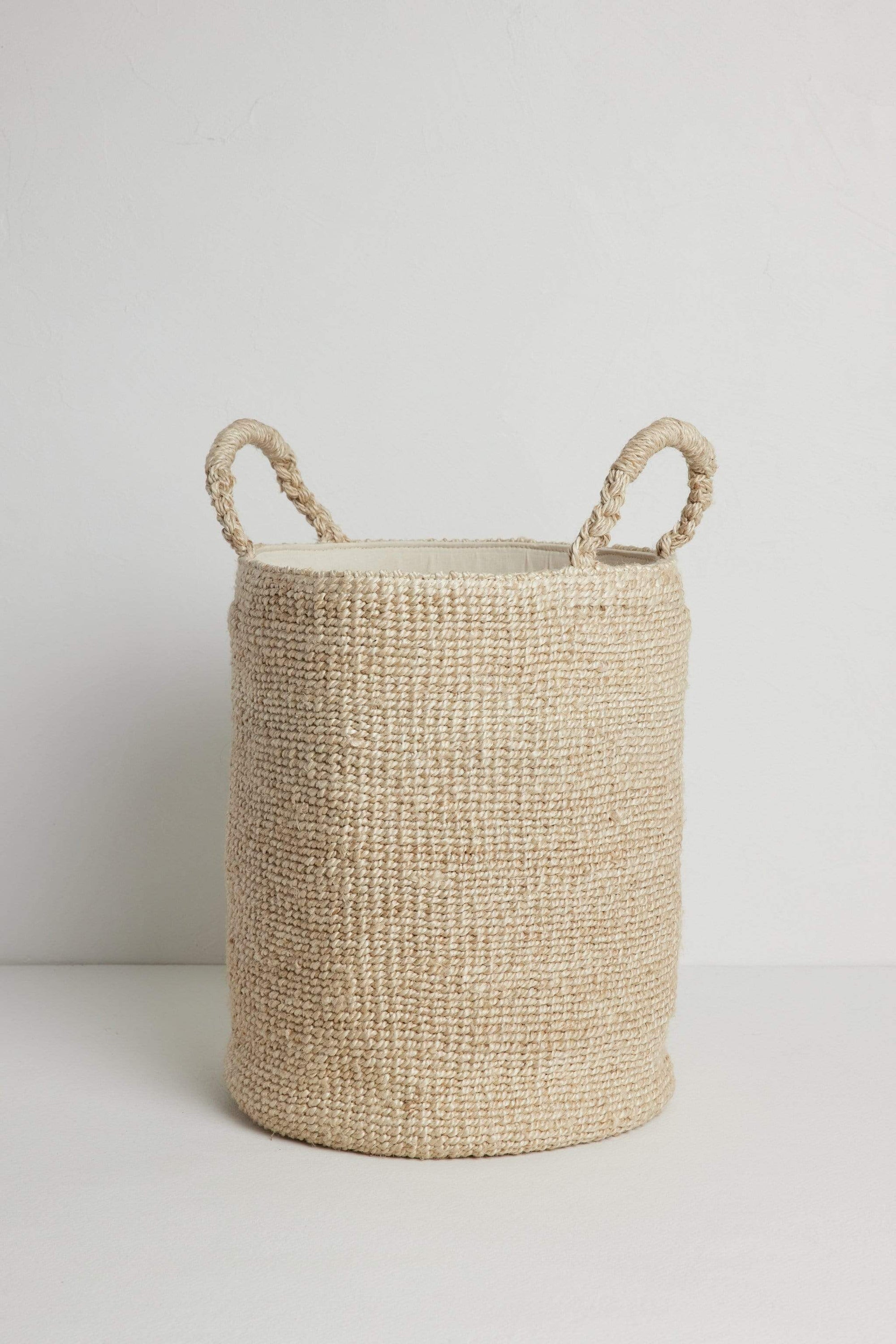 The Dharma Door Baskets and Storage Seafarer jute Laundry Basket - Natural handmade fairtrade handwoven bathroom interior