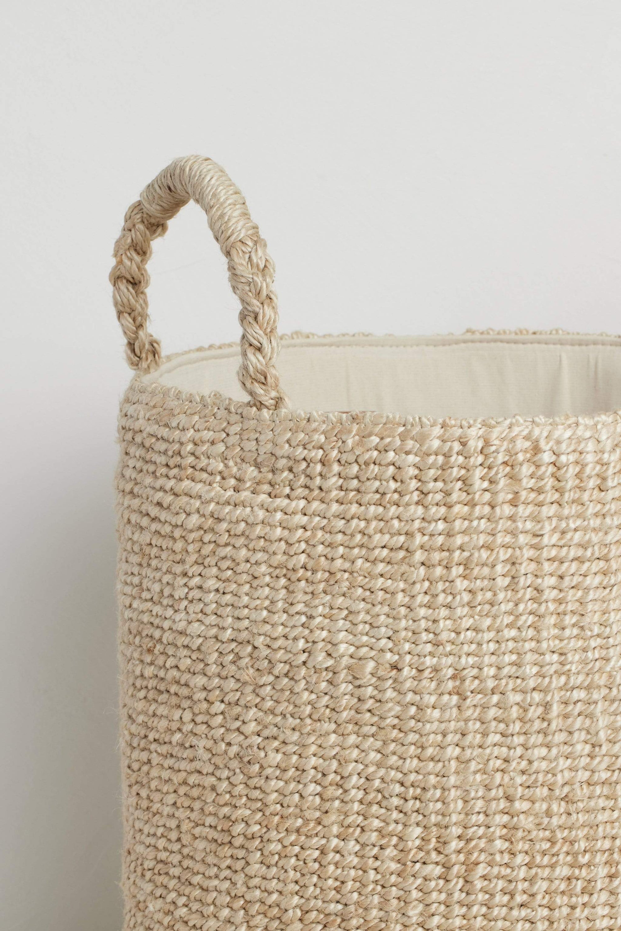 The Dharma Door Baskets and Storage Seafarer jute Laundry Basket - Natural handmade fairtrade handwoven bathroom interior