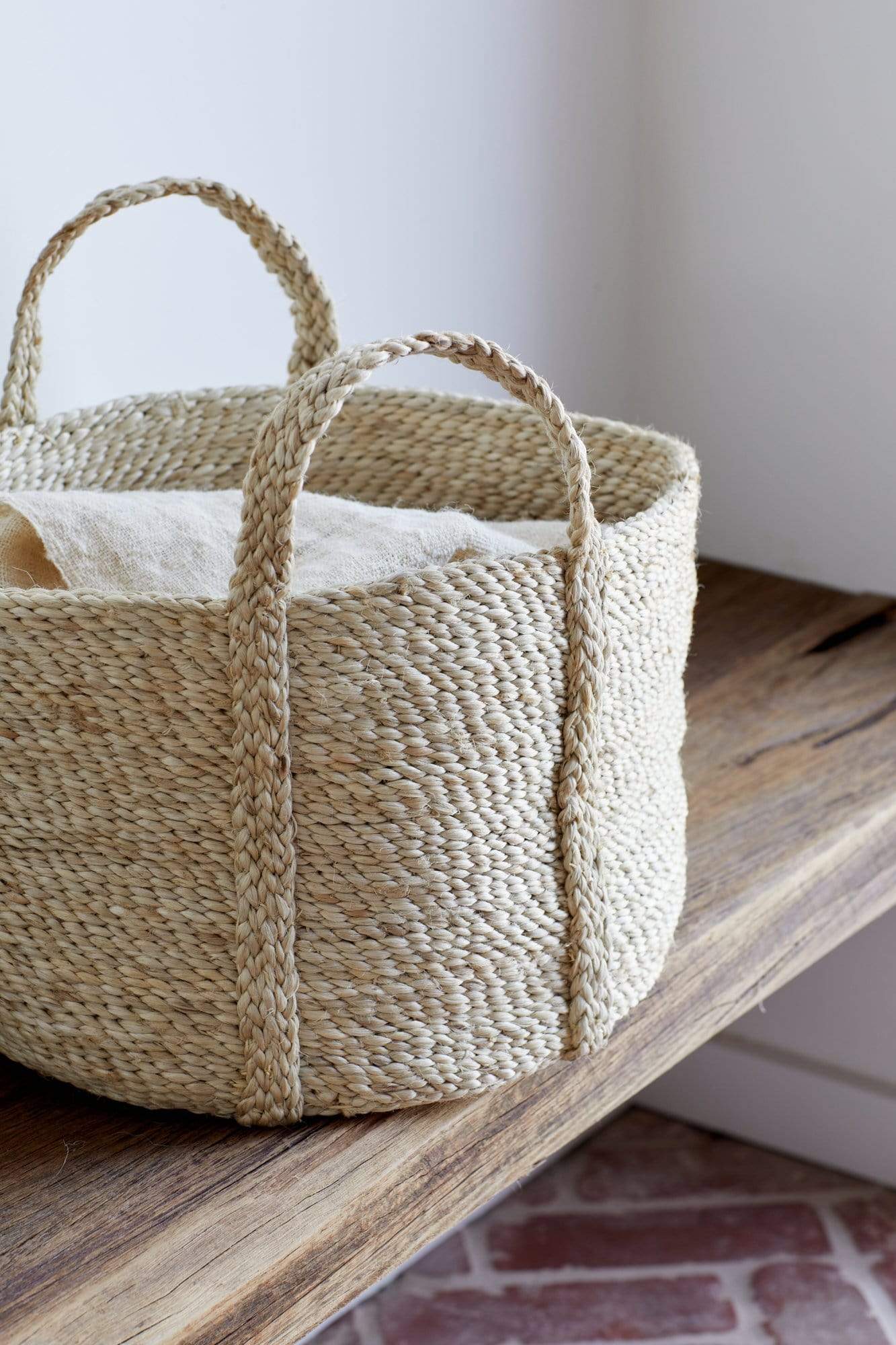 Short Round Jute Basket - Natural