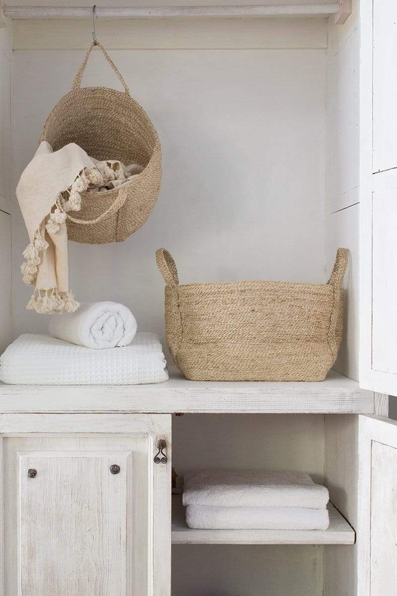 Small jute natural baskets for wardrobe storage   