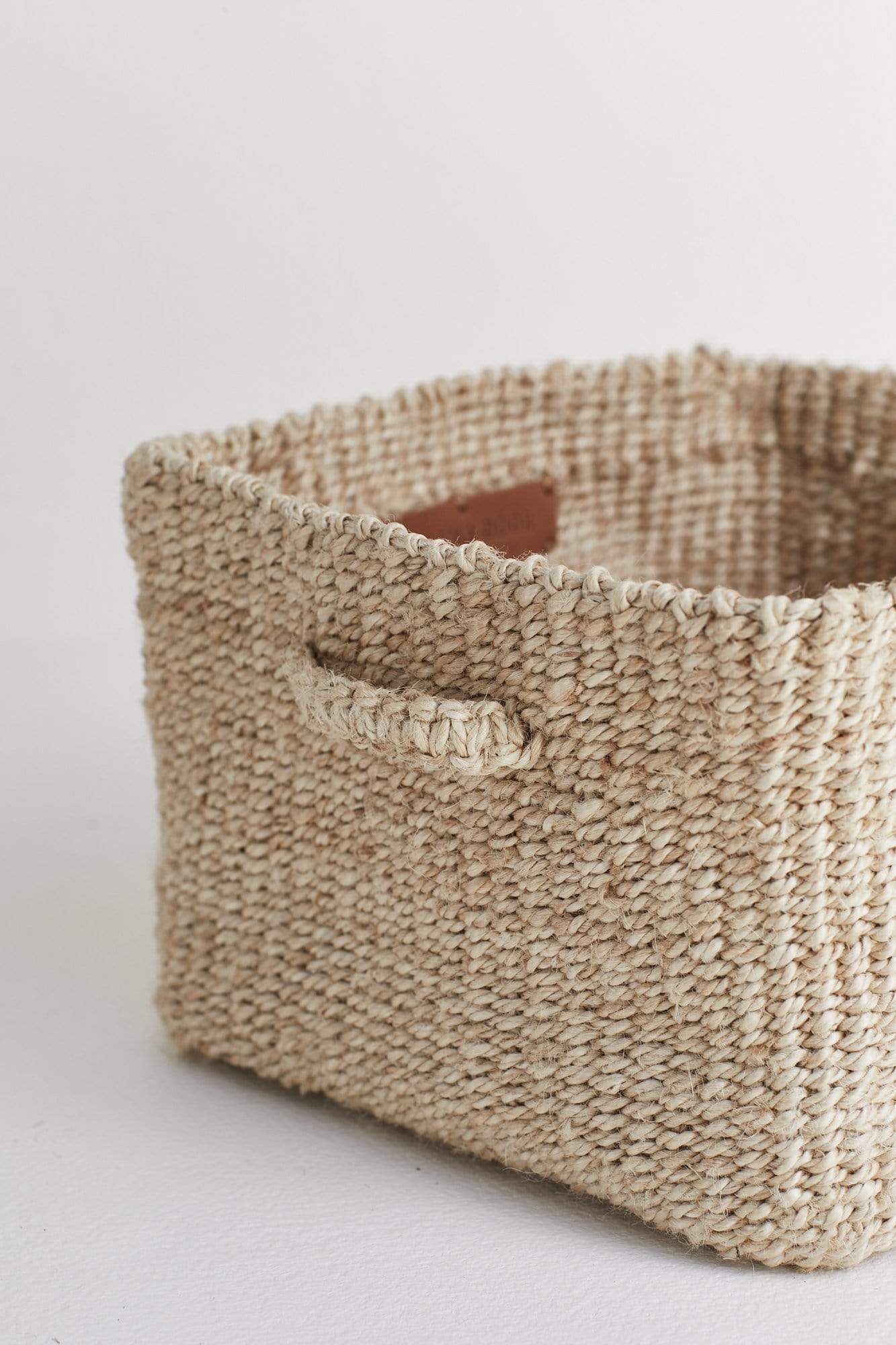 The Dharma Door Baskets and Storage Sona Square handwoven jute fairtrade Basket in bathroom interior handmade