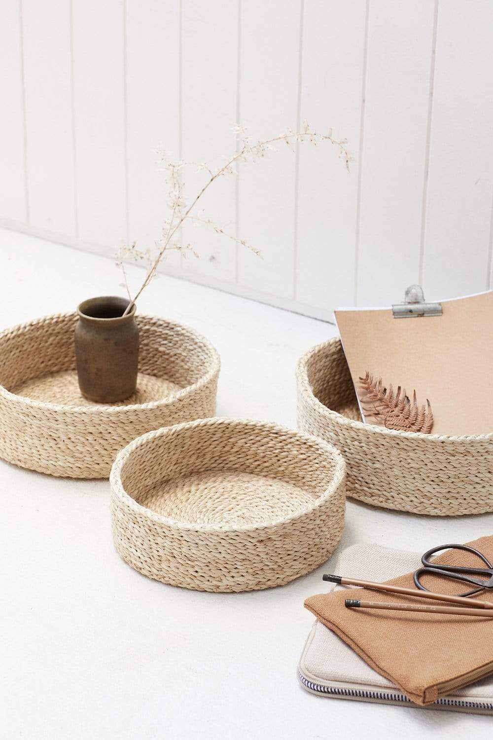 The Dharma Door Baskets and Storage Trio of Round Baskets - Natural Trio of Round Baskets - Natural