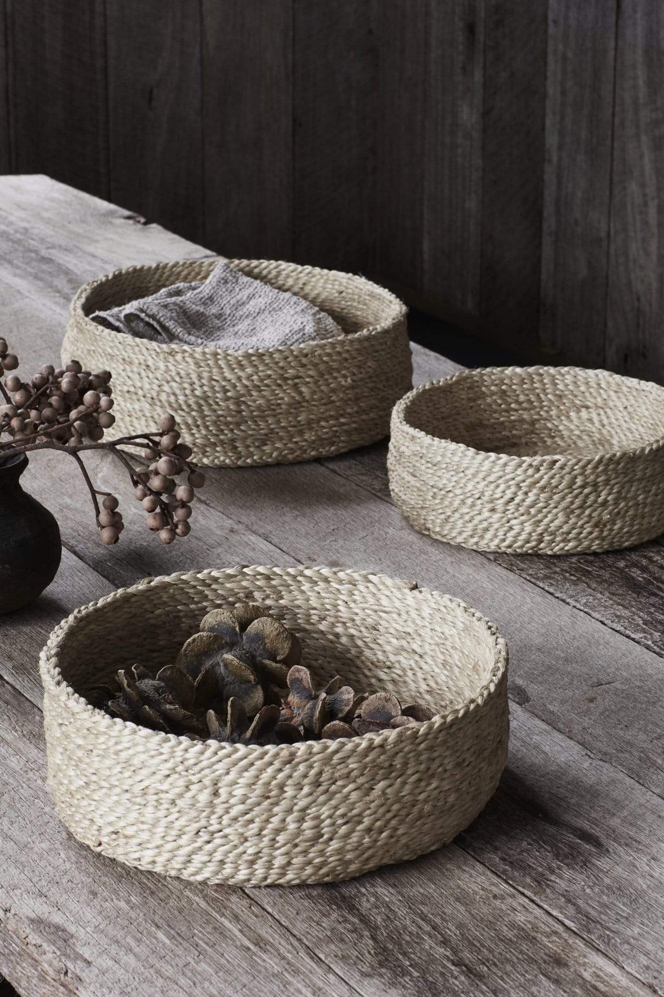 The Dharma Door Baskets and Storage Trio of Round Baskets - Natural Trio of Round Baskets - Natural