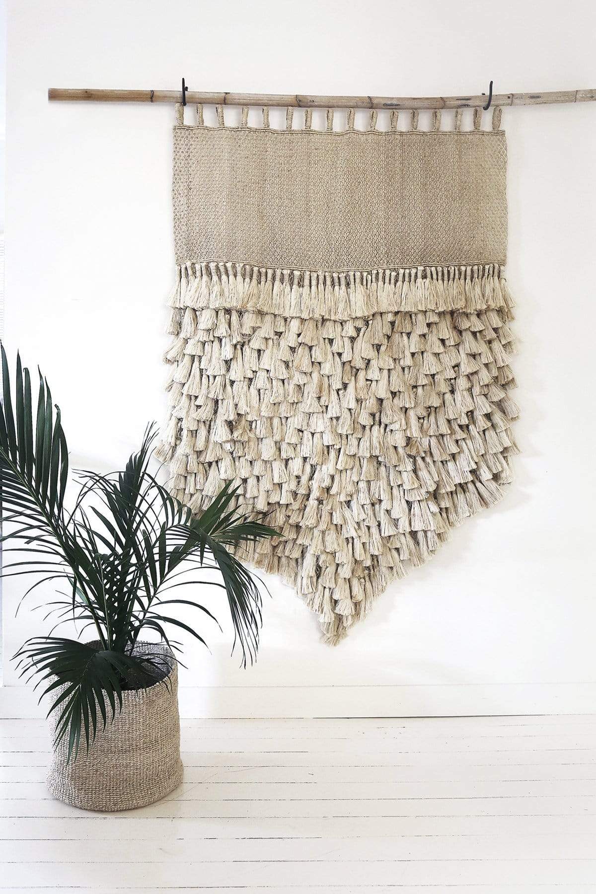 The Dharma Door Wall Hangings Jumbo Wall Hanging - Jute Tassels Jumbo Tassel Wall Hanging - Natural